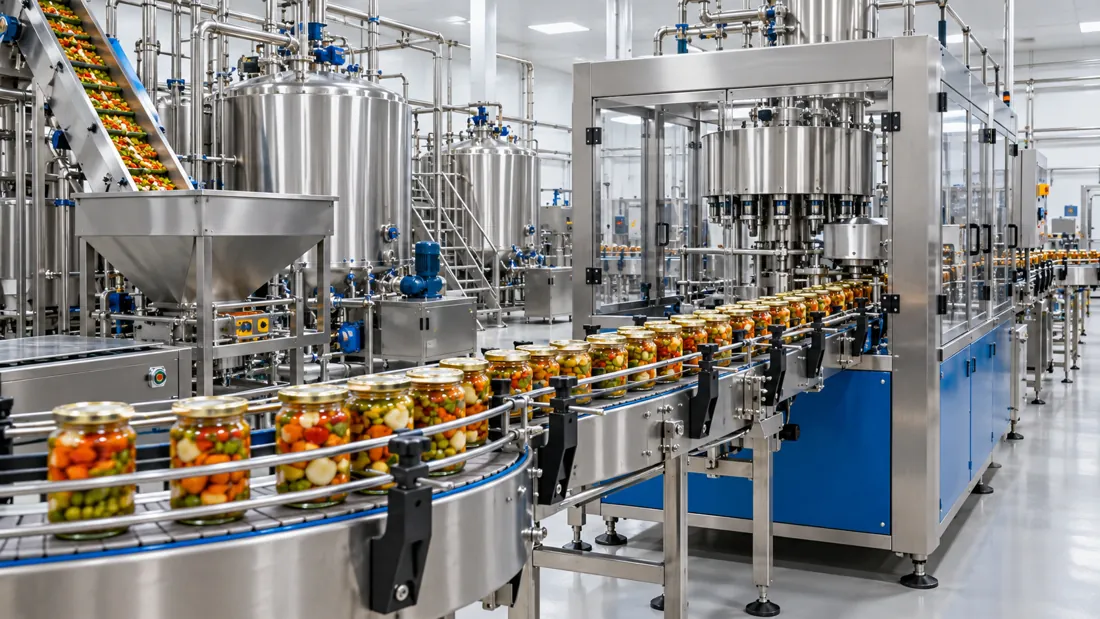 Linha de processamento e envase de alimentos